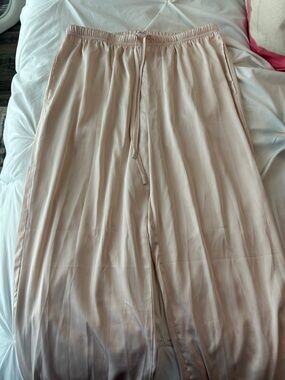 Women's Satin Drawstring Pajama Pants - Light Blush